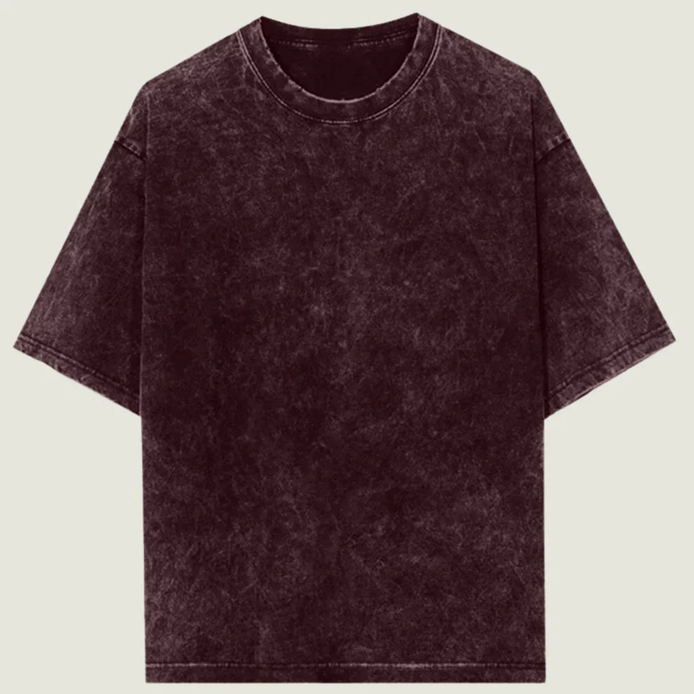 Oversized Acid Wash Maroon Cotton T-Shirt ❤️🔥✨